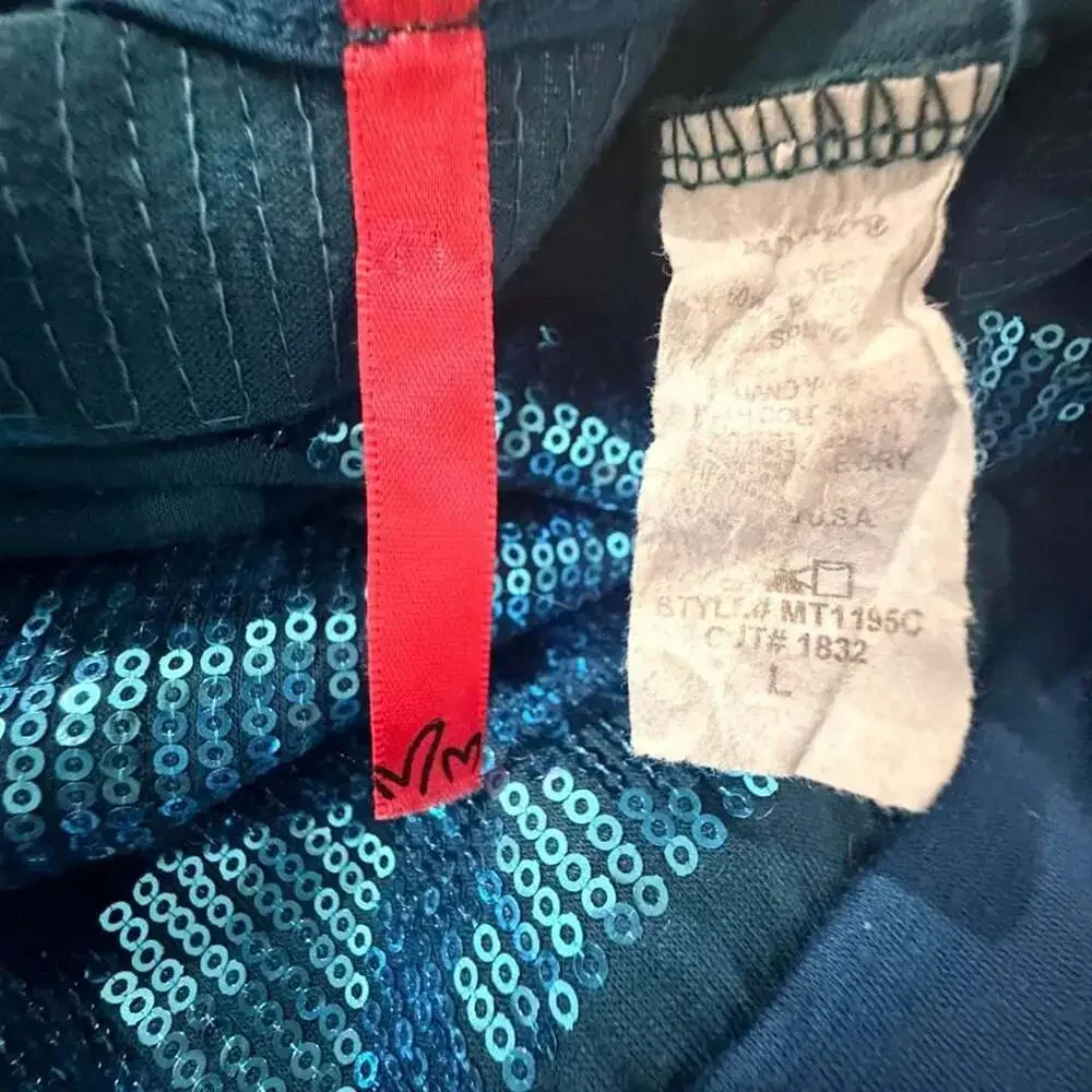 Unbranded Blue Sequin Striped Top Blouse Style MT1195C